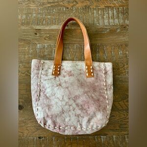 New Bed Stu Stevie Pink Leather Tote Bag with Tan Straps
